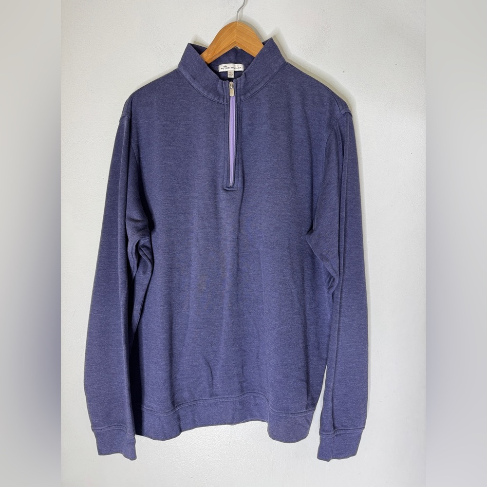 Peter‎ Millar Mock Neck 1/4 Zip Blue Violet Top XL